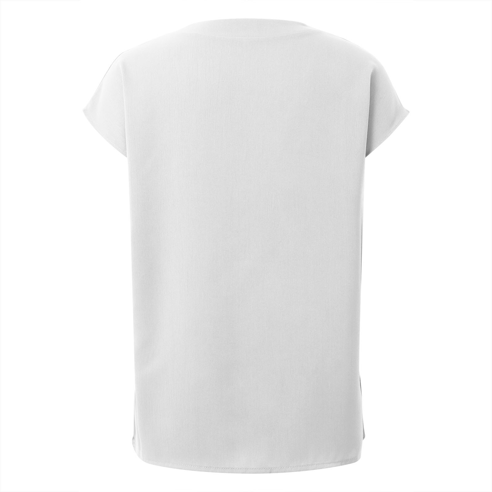 thumbnail image 4 of Blusa texturizada con mangas casquillo y cuello en V para mujer - 2025 Camisa informal de verano para el trabajo, poliéster - Corte holgado para el trabajo/salidas - Tallas estadounidenses 4-22, 4 of 5